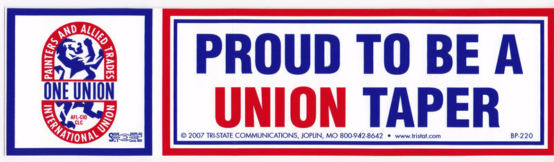 Proud to be a Union Taper Bumper Sticker