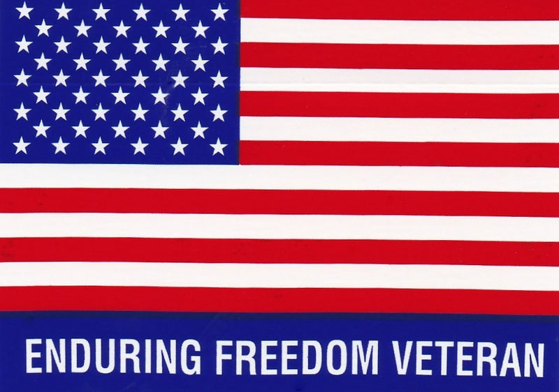 'Enduring Freedom Veteran' American Flag Hard Hat Sticker